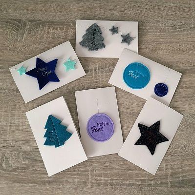 Weihnachtskarten mit Filzelementen; Foto: Nadelfieber